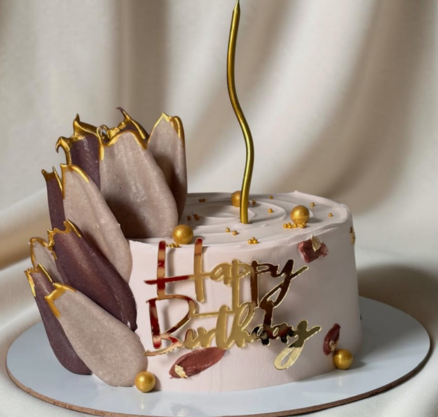 Luxury Golden Abstract Birthday Designer Cake