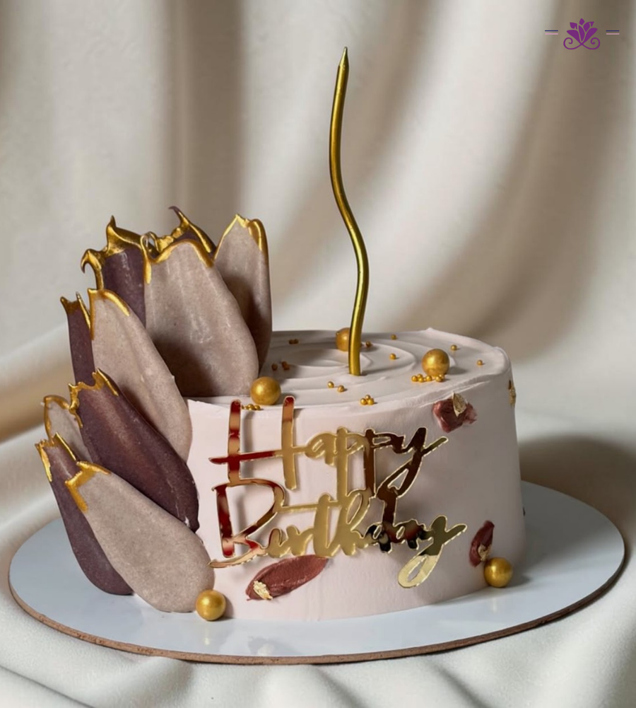 Luxury Golden Abstract Birthday Designer Cake