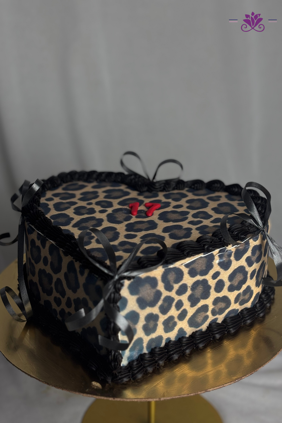 Leopard Print Heart Vintage Coquette Birthday Cake