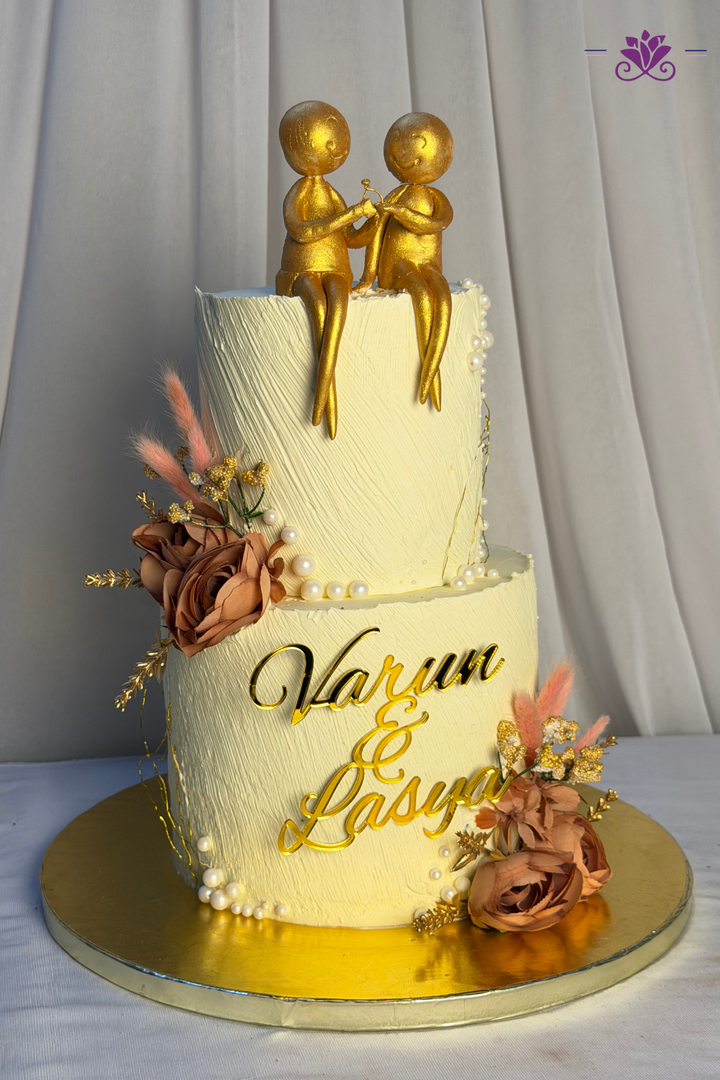 Ring Proposal Golden Figurine Engagement Centerpiece