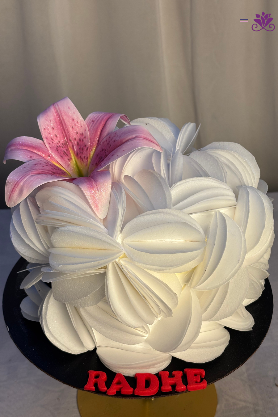 Sculptural Wafer Paper Petal & Stargazer Lily Designer Cake