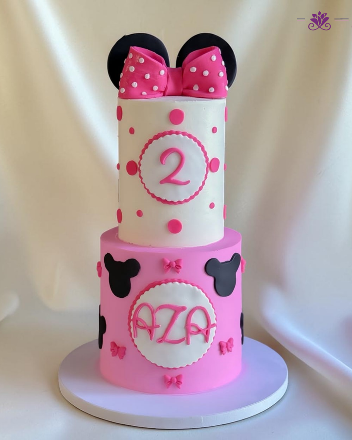 Minnie Mouse pink polka-dot  Theme Birthday Cake