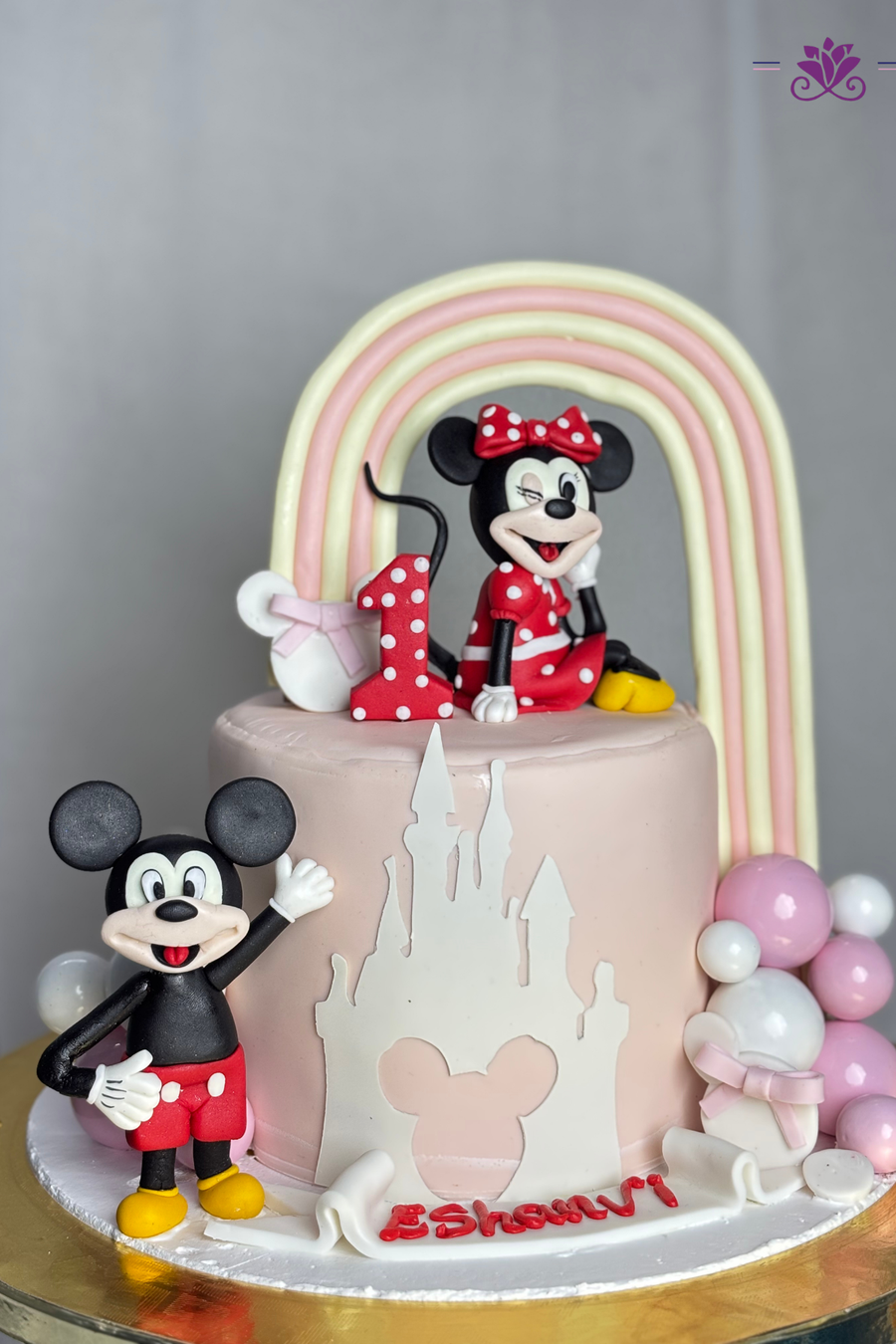 Mickey & Minnie Mouse Clubhouse 1st Milestone Birthday Cake