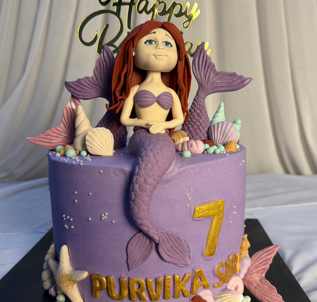 Lavender Under the Sea Ariel Mermaid 7th Birthday Cake