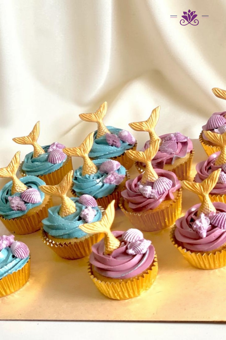 Beautiful Mermaid-Themed Cupcakes With Tail Toppers