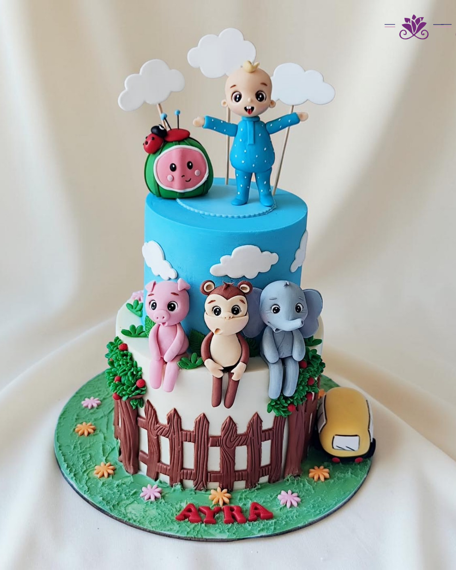 Jungle Safari Cocomelon Theme Birthday Cake
