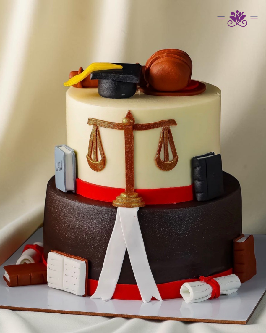 Luxury Lawyer Graduation Theme Cake