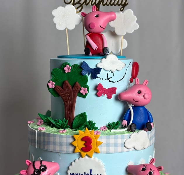 Handcrafted Peppa Pig Sunny Garden Cake