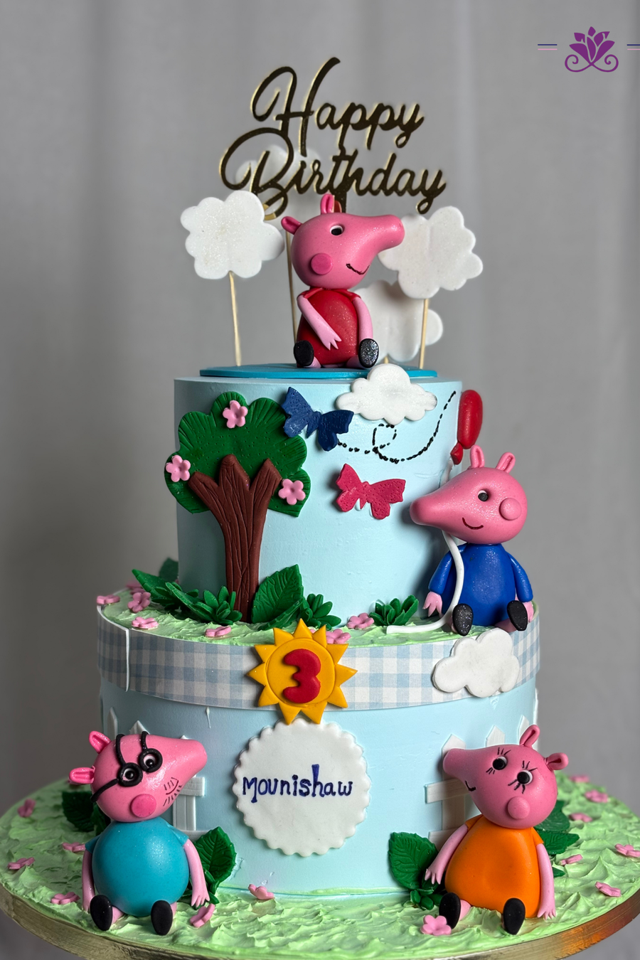 Handcrafted Peppa Pig Sunny Garden Cake