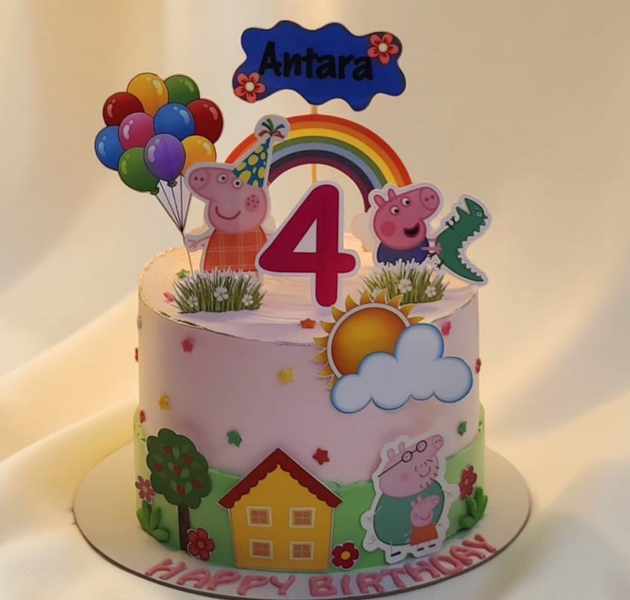 Peppa Pig Rainbow Birthday Cake