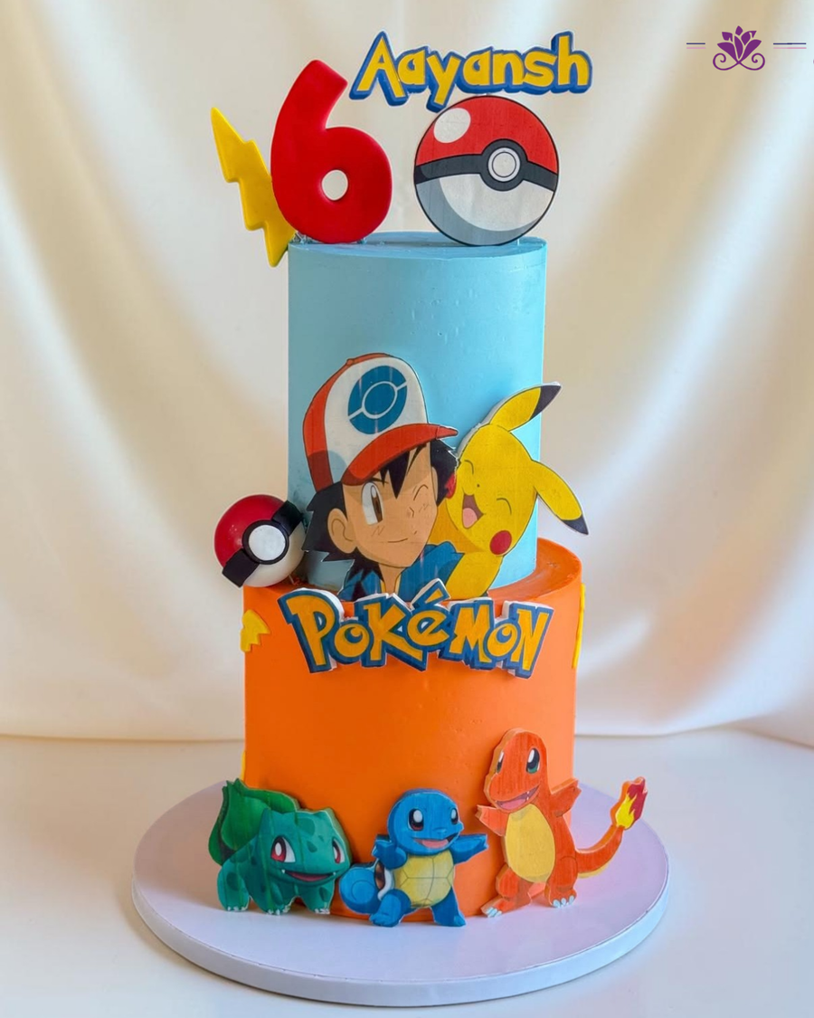 vibrant Pokemon-themed customized birthday cake