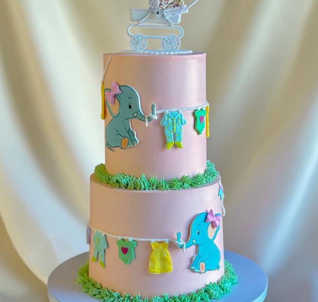 Charming pastel baby shower cake