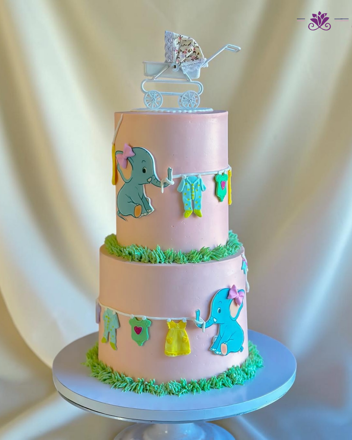 Charming pastel baby shower cake