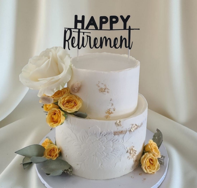 Elegant Floral Retirement Celebration Cake