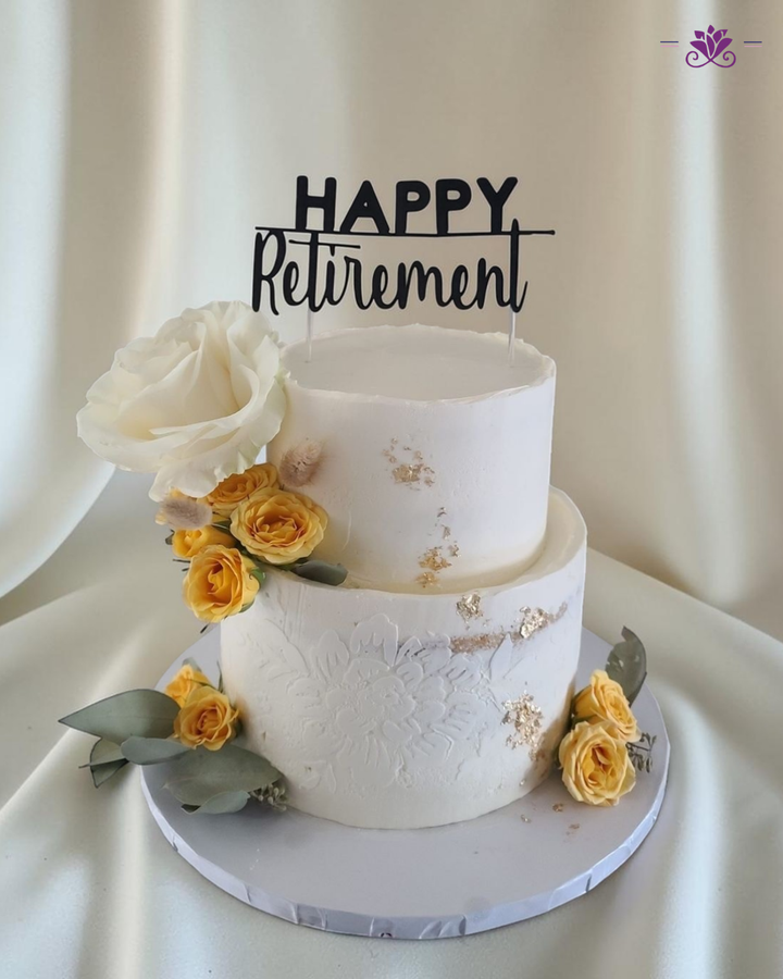 Elegant Floral Retirement Celebration Cake