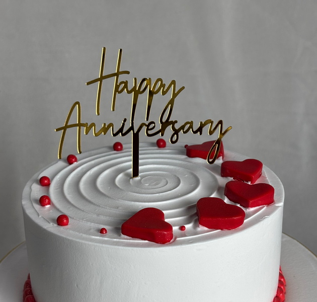 Romantic Red Heart Spiral Anniversary Cake