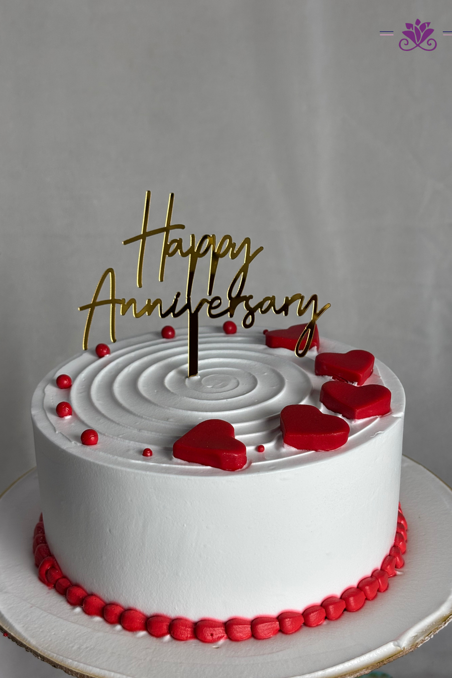 Romantic Red Heart Spiral Anniversary Cake