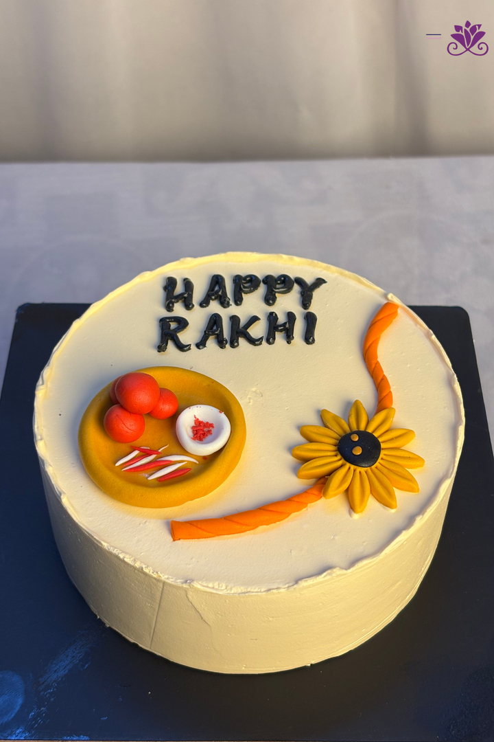 Traditional Pooja Thali & Sunflower Rakhi Celebration Cake