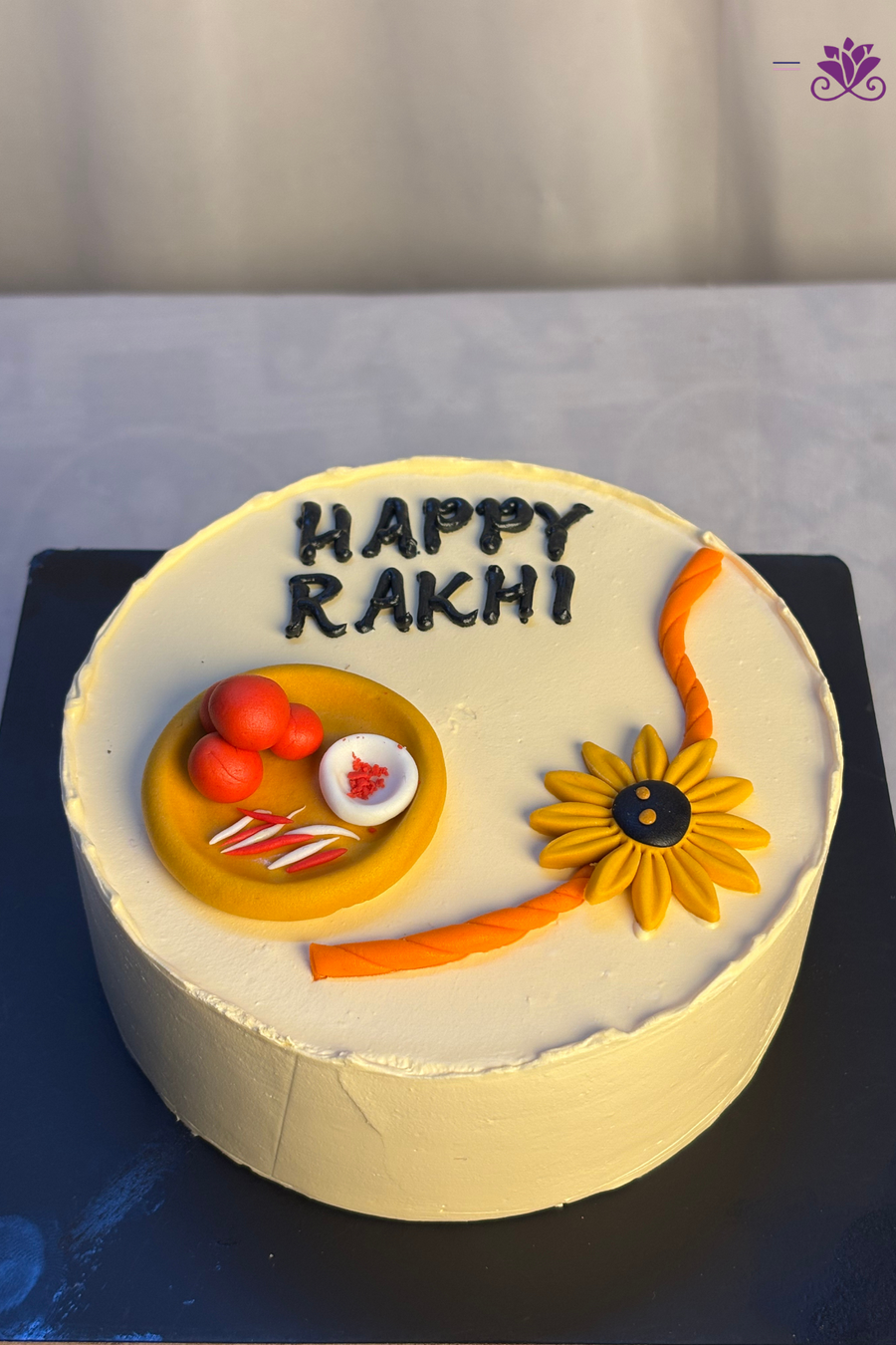 Traditional Pooja Thali & Sunflower Rakhi Celebration Cake