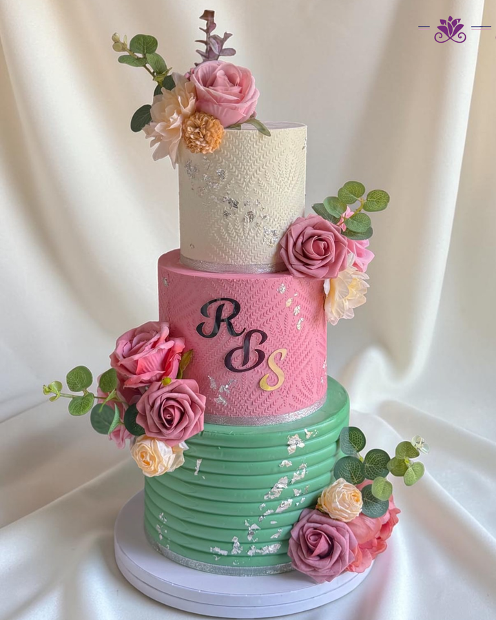 Elegant 3-Tier Pastel Floral Wedding Cake