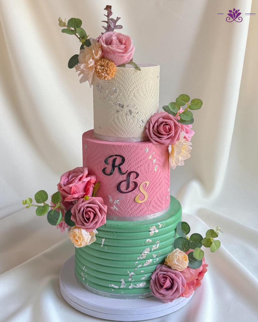 Elegant 3-Tier Pastel Floral Wedding Cake