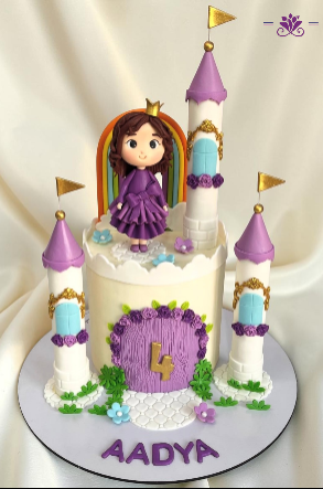 Purple Princess Castle  Birthday Cake