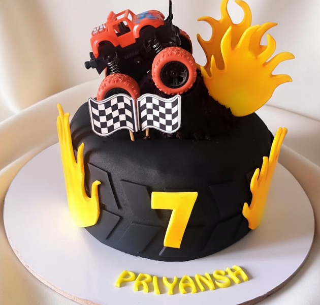 Monster Truck Racing Theme Cake