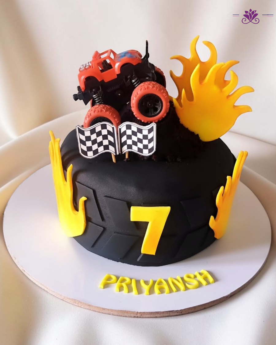 Monster Truck Racing Theme Cake