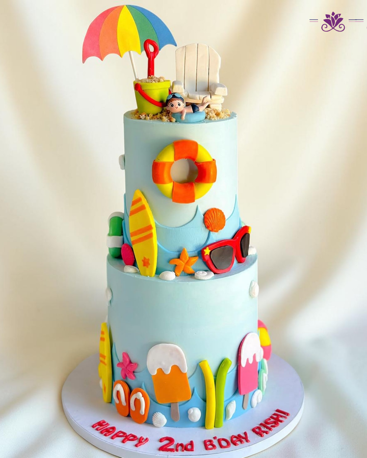 Summer Beach Theme Birthday Cake