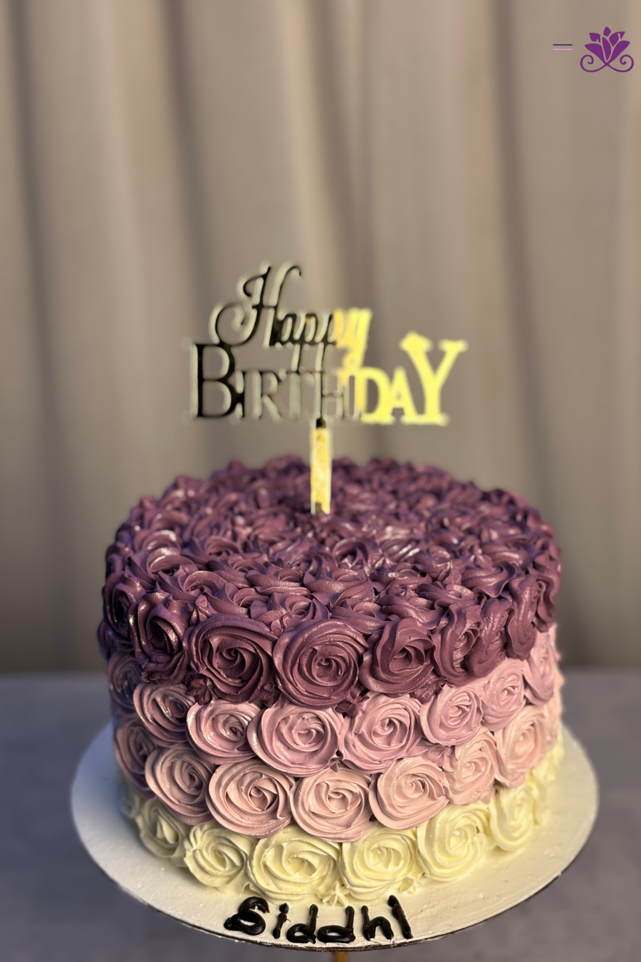 Purple Ombré Buttercream Rosette Birthday Cake