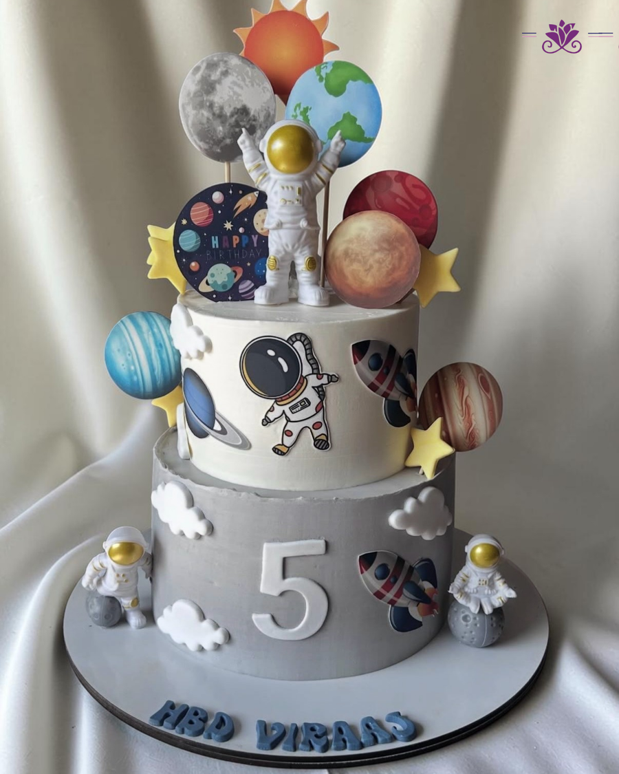 2-Tier Solar System Astronaut Birthday Cake