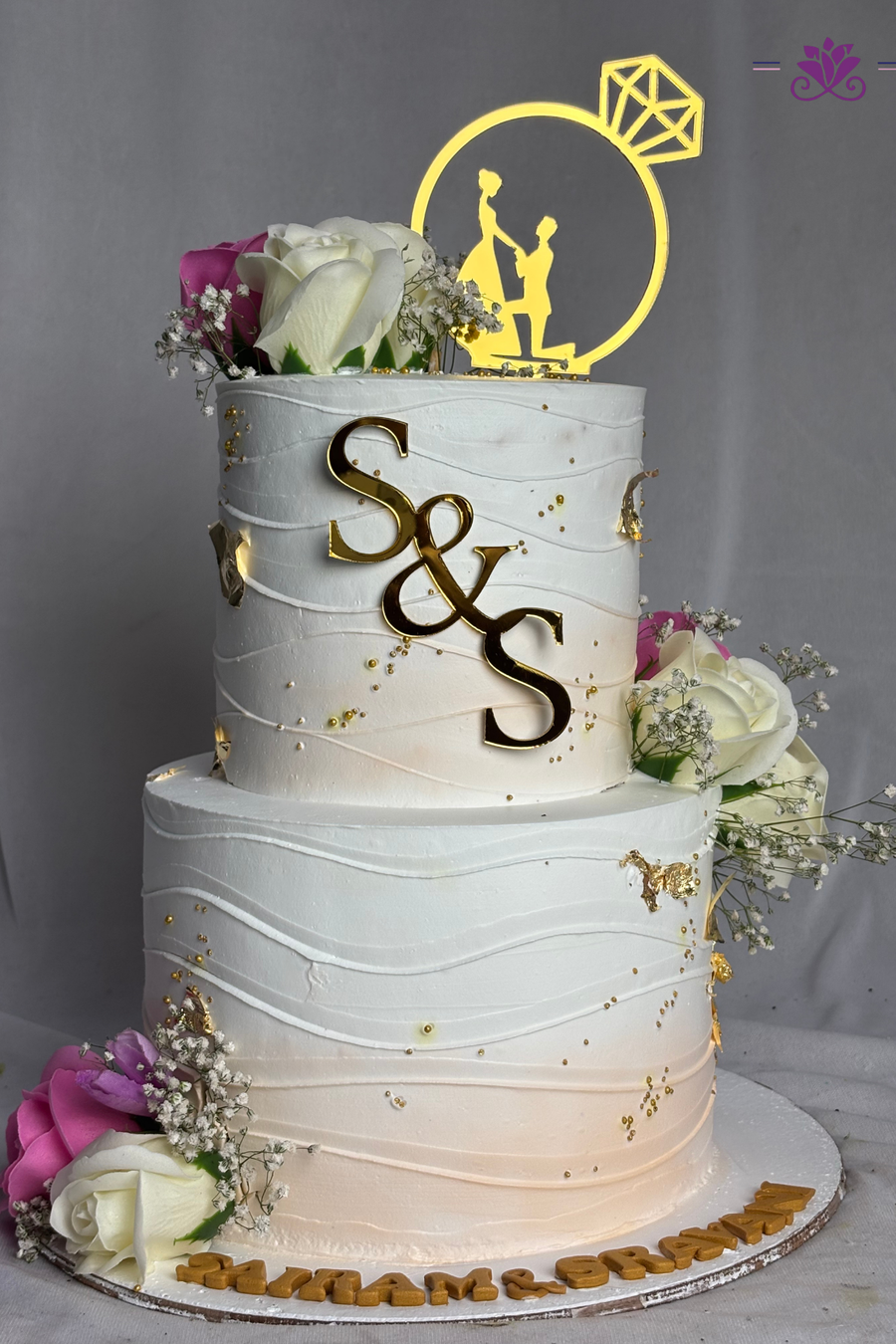 Solitaire Ring Silhouette Engagement Cake