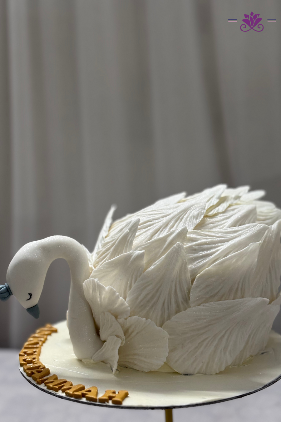 Sculpted Shimmer Feather White Swan Celebration Cake