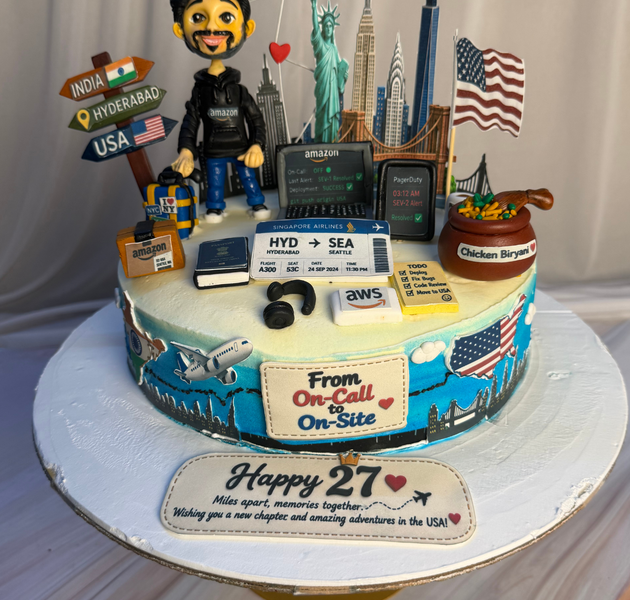 software engineer relocation and 27th birthday celebration  cake