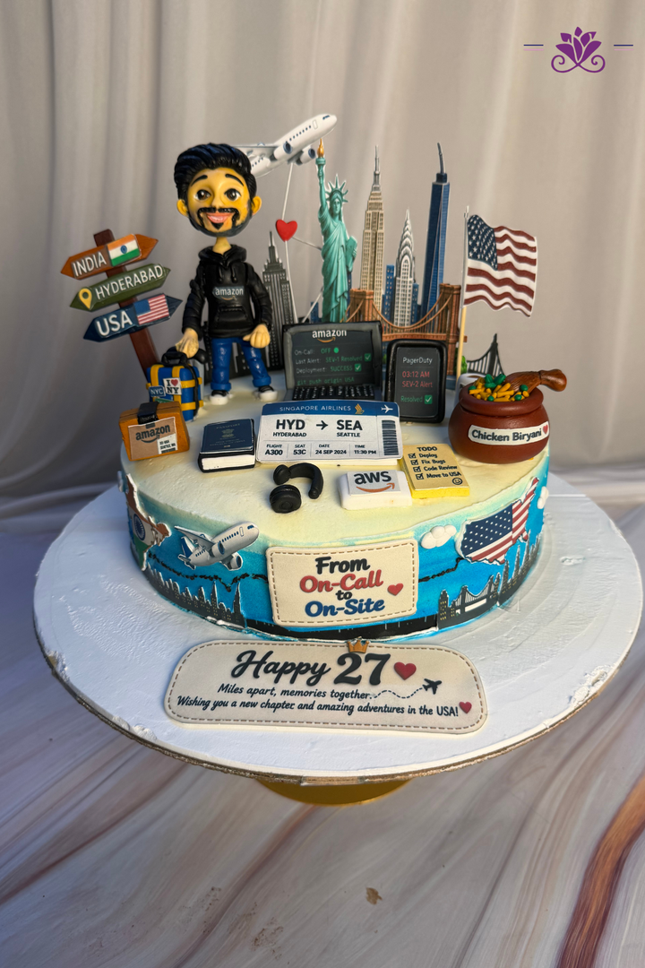 software engineer relocation and 27th birthday celebration  cake