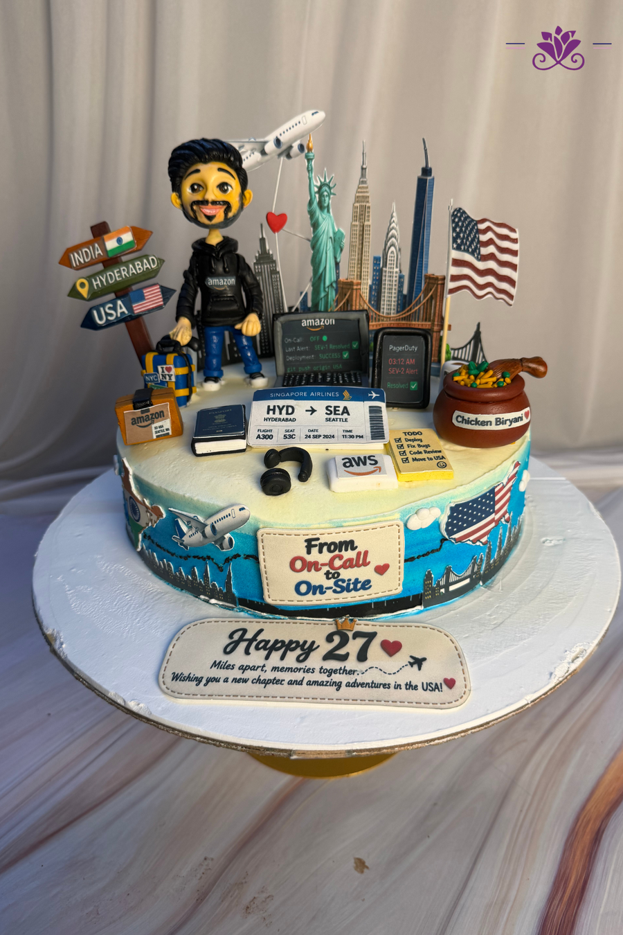 software engineer relocation and 27th birthday celebration  cake