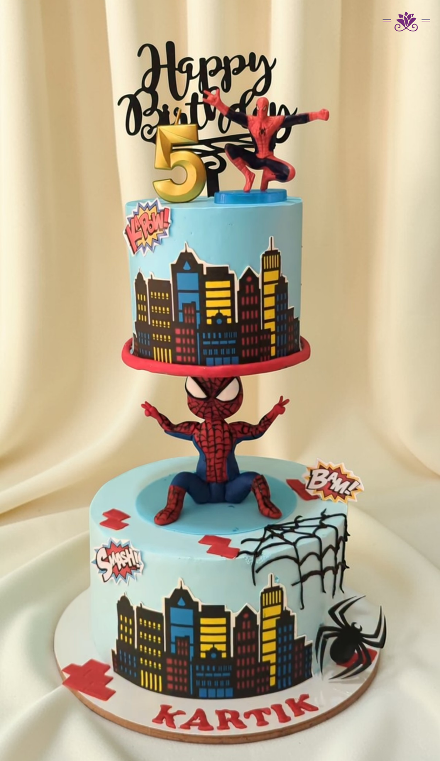 Spiderman Anti-Gravity Birthday Cake with City Theme & Superhero Design