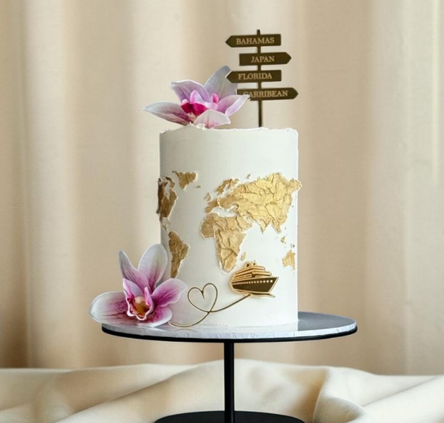 Luxury World Map Travel Cake