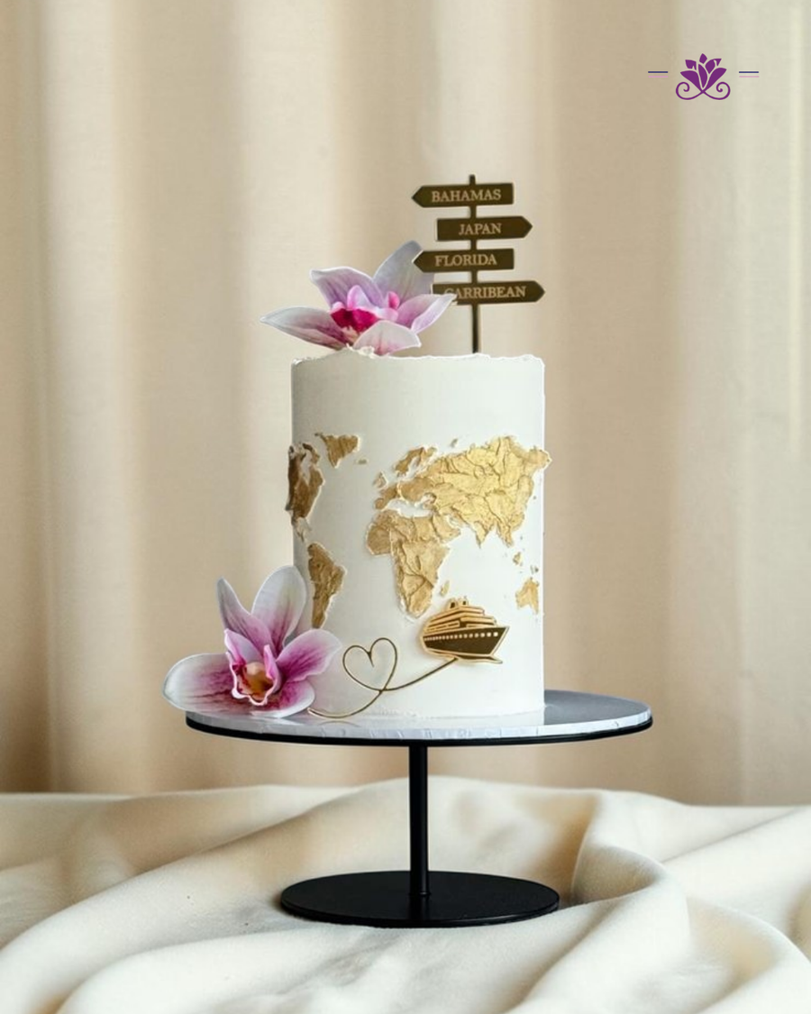 Luxury World Map Travel Cake