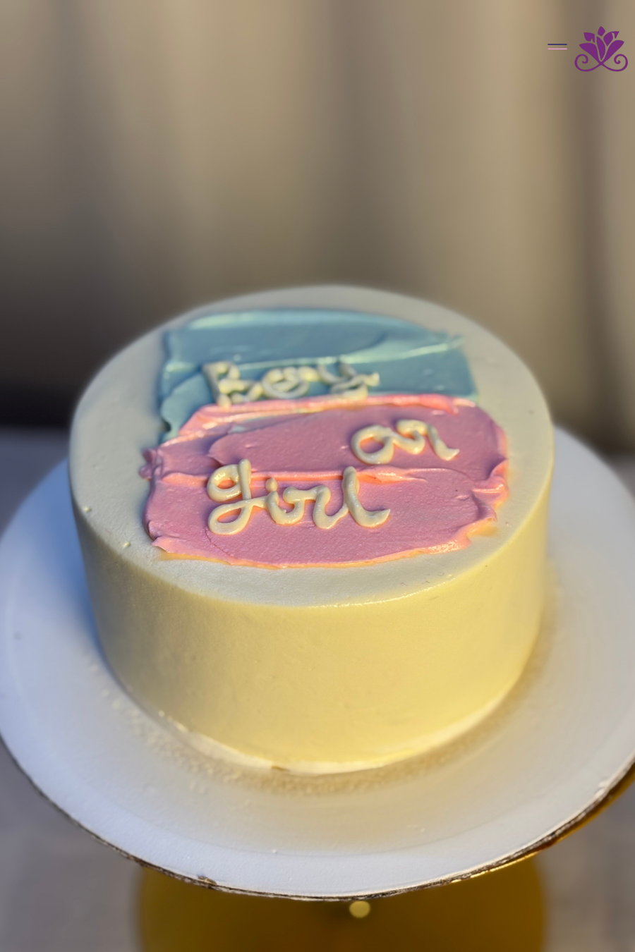 Minimalist Palette Knife "Boy or Girl" Gender Reveal Bento Cake