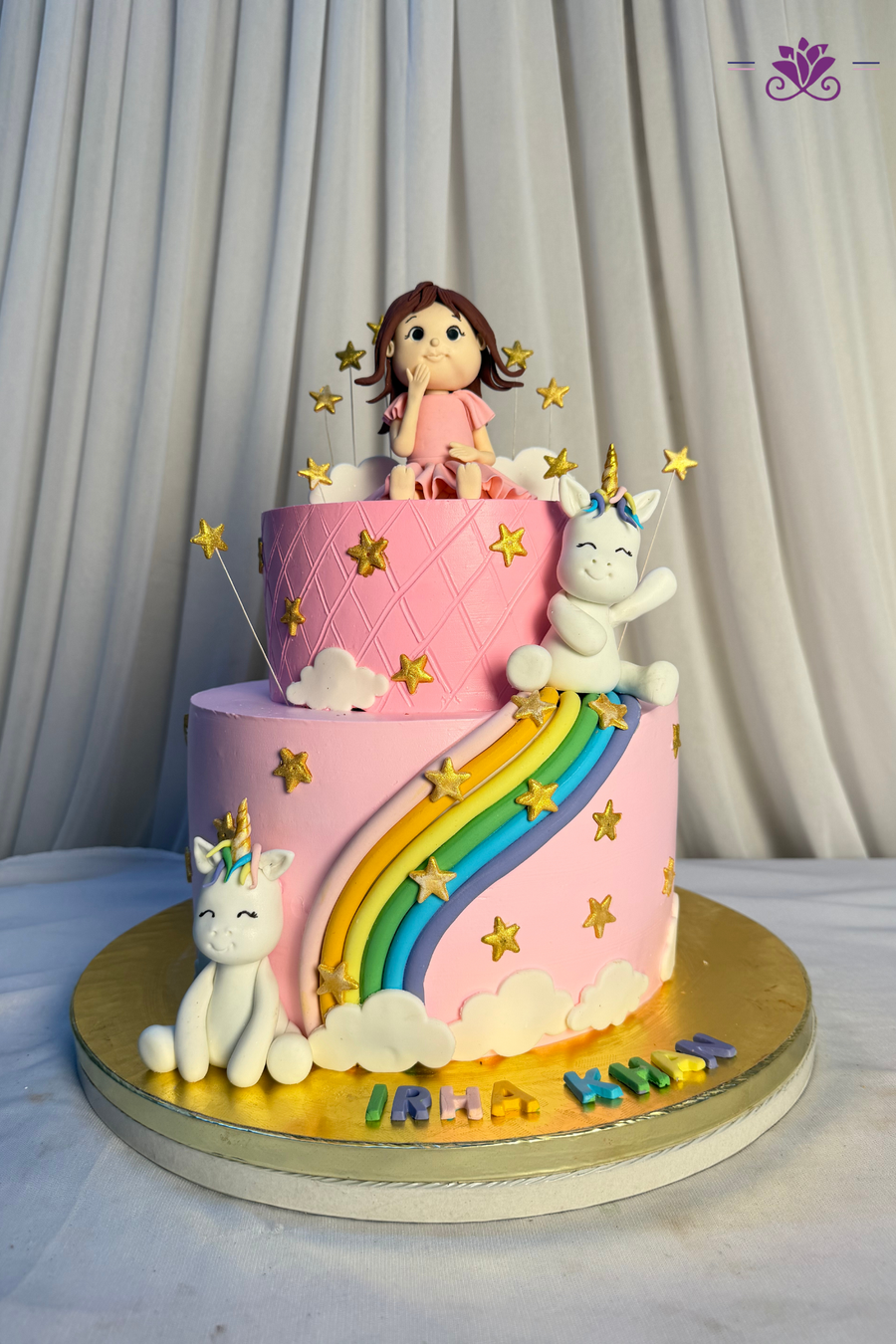 Magical Rainbow & Unicorn Wonderland 2-Tier Birthday Cake