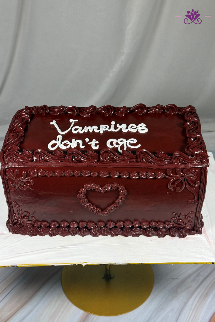 "Vampires Don't Age" Gothic Lambeth Vintage Trunk Cake