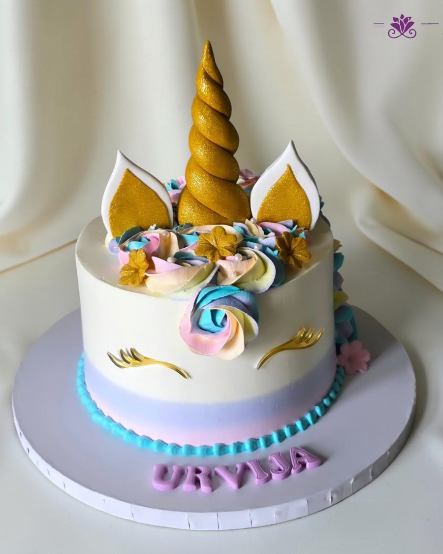 Elegant Unicorn Rainbow Theme Cake
