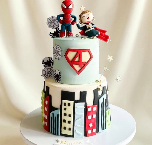 Super Hero City Line Birth Day Cake