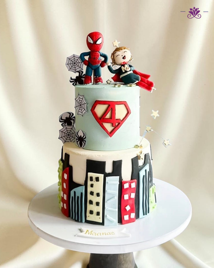 Super Hero City Line Birth Day Cake
